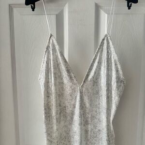 Zara White Sequin Spaghetti Strap Dress